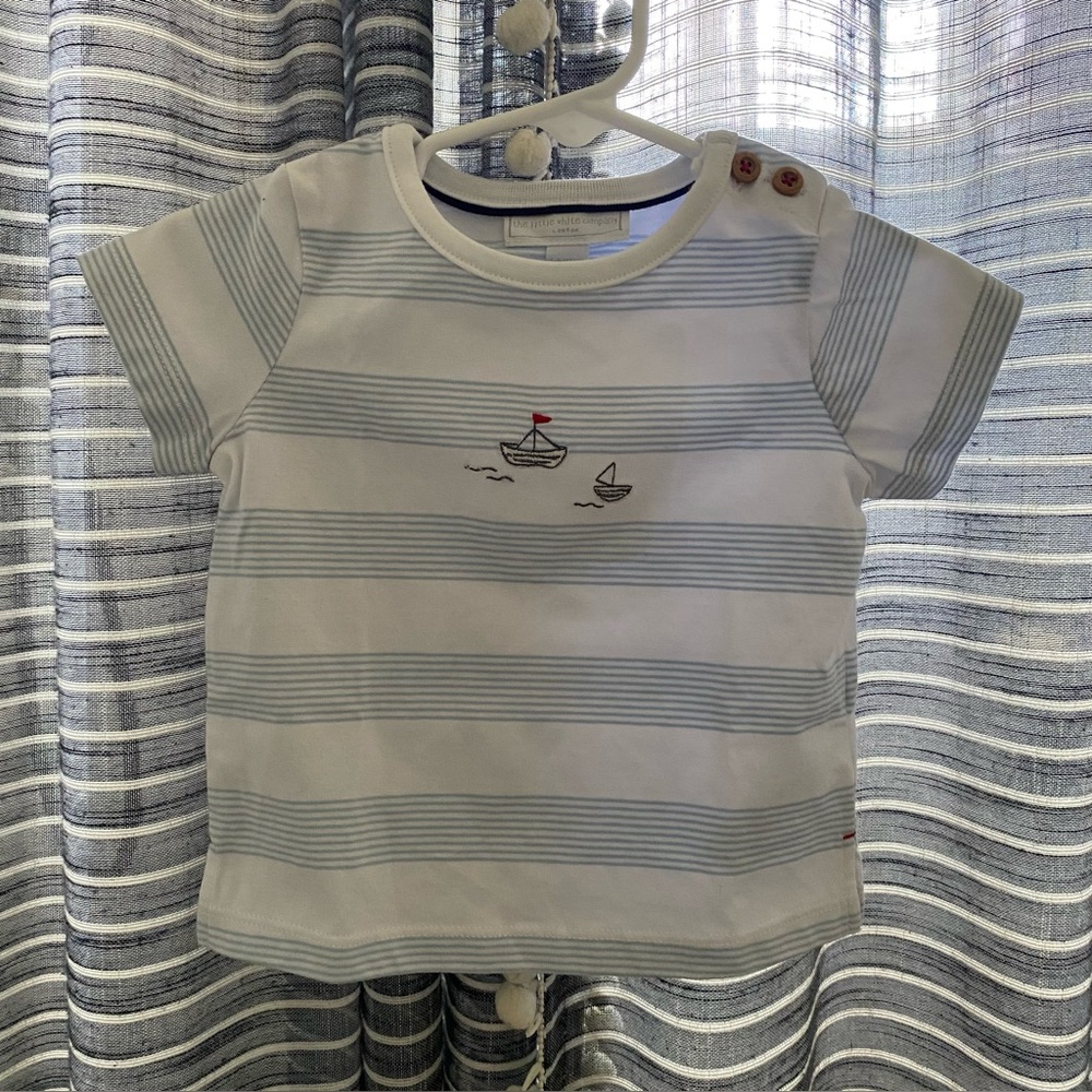 The Little White Company London Baby Boat T-shirt Size 6-9 Months